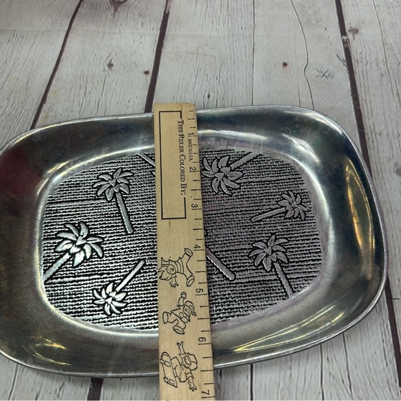 vintage Wilton Armetale Pewter Finish Palm Tree Bread Tray/Serving Plate - Picture 4 of 8